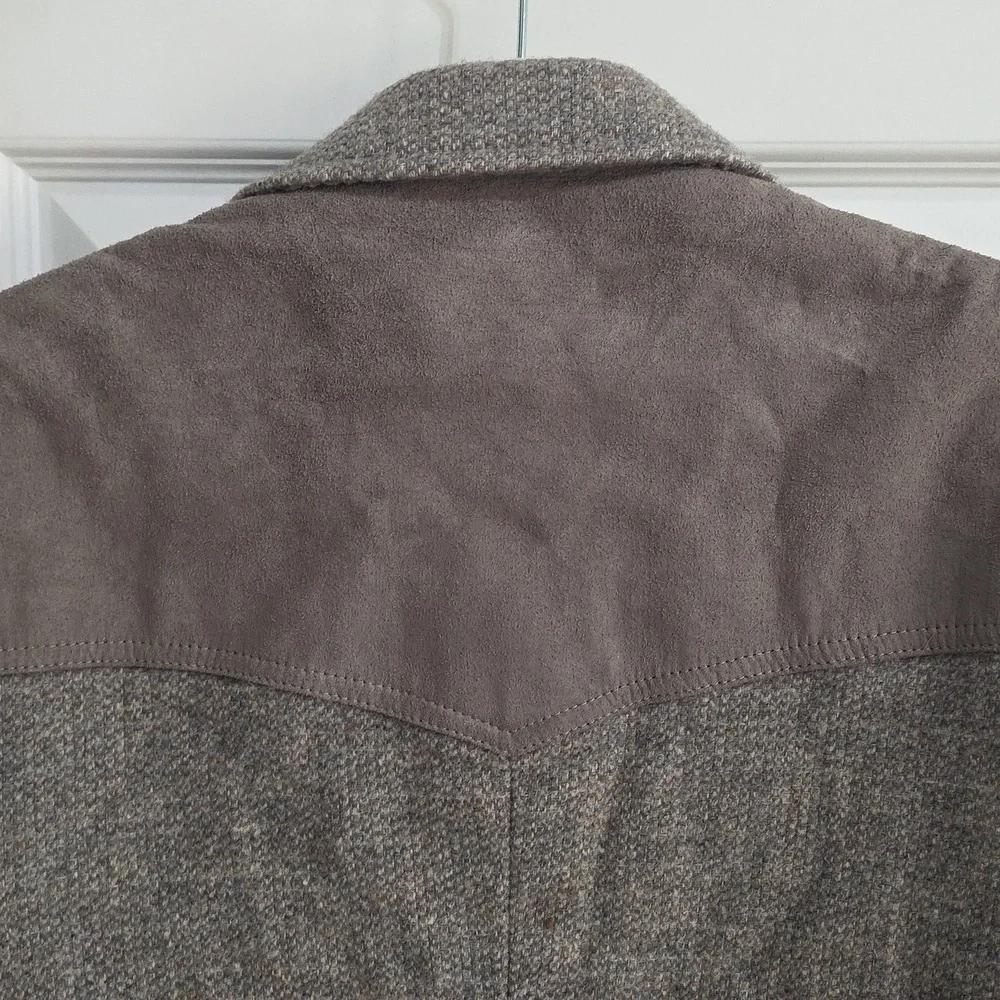 Pendleton Brown Tan Wool Suede Blazer Coat Double Button Elbow Patch Size 42 R​​